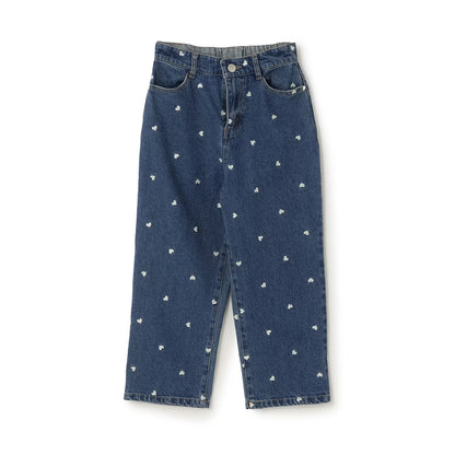 日本童裝 Ly# mine 愛心刺繡印花牛仔褲 100-140cm 女童款 夏季 PANTS