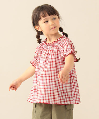 日本童裝 BEAMS mini 格紋上衣 90-130cm 女童款 夏季 TOPS