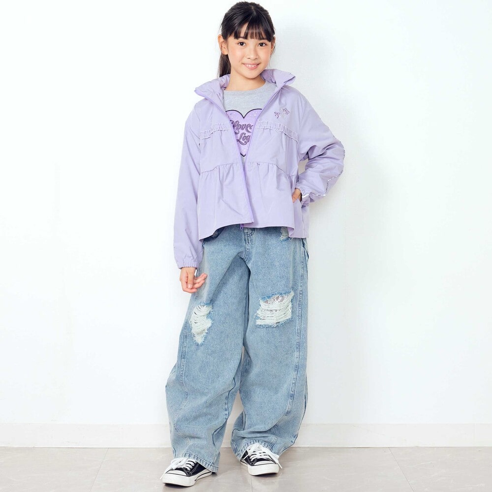 日本童裝  SLAP SLIP 反光條 網眼內襯 運動風褸 100-150cm 女童款 秋季 OUTERWEAR