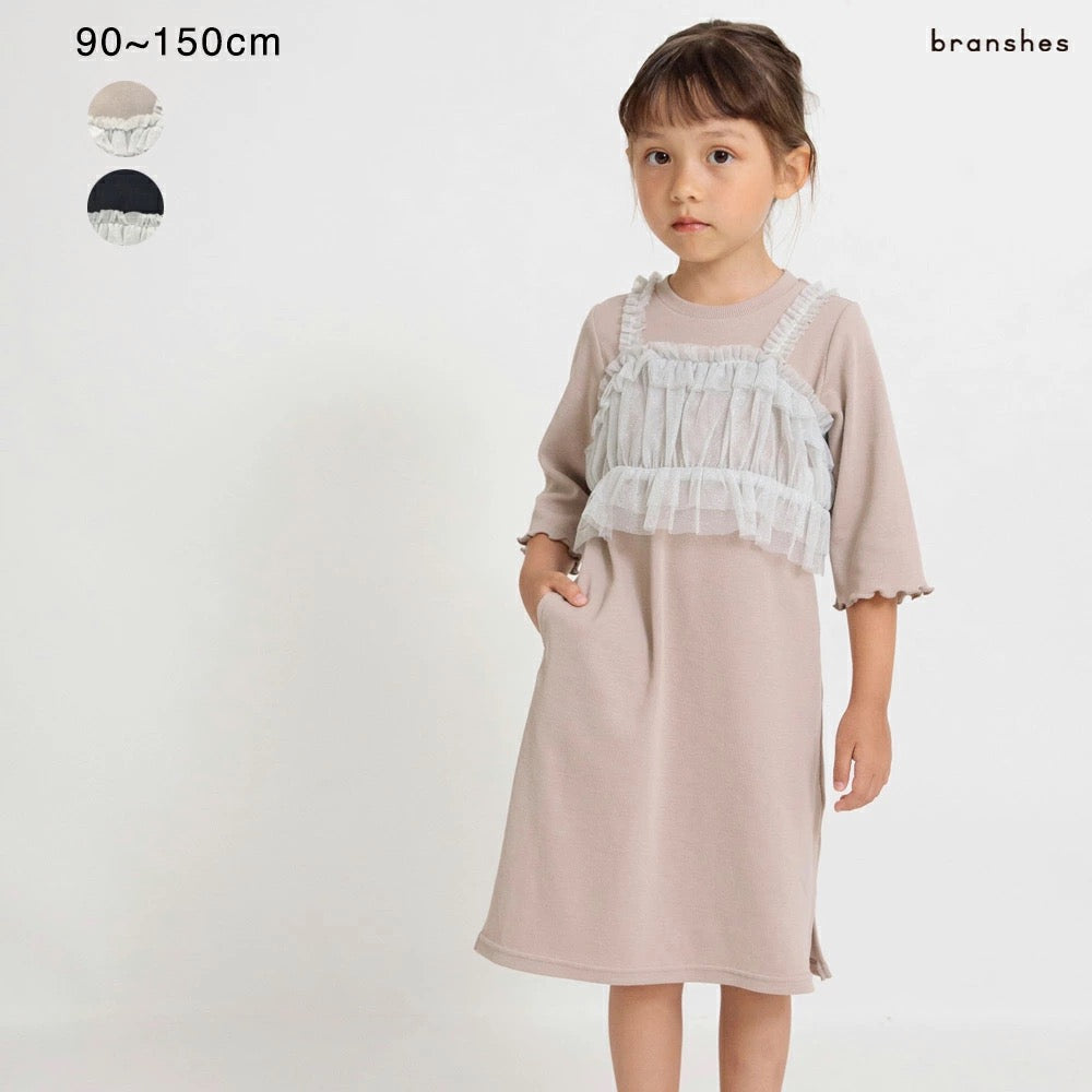 日本童裝 Branshes 薄紗連身裙套裝 90-150cm 女童款 夏季 DRESSES