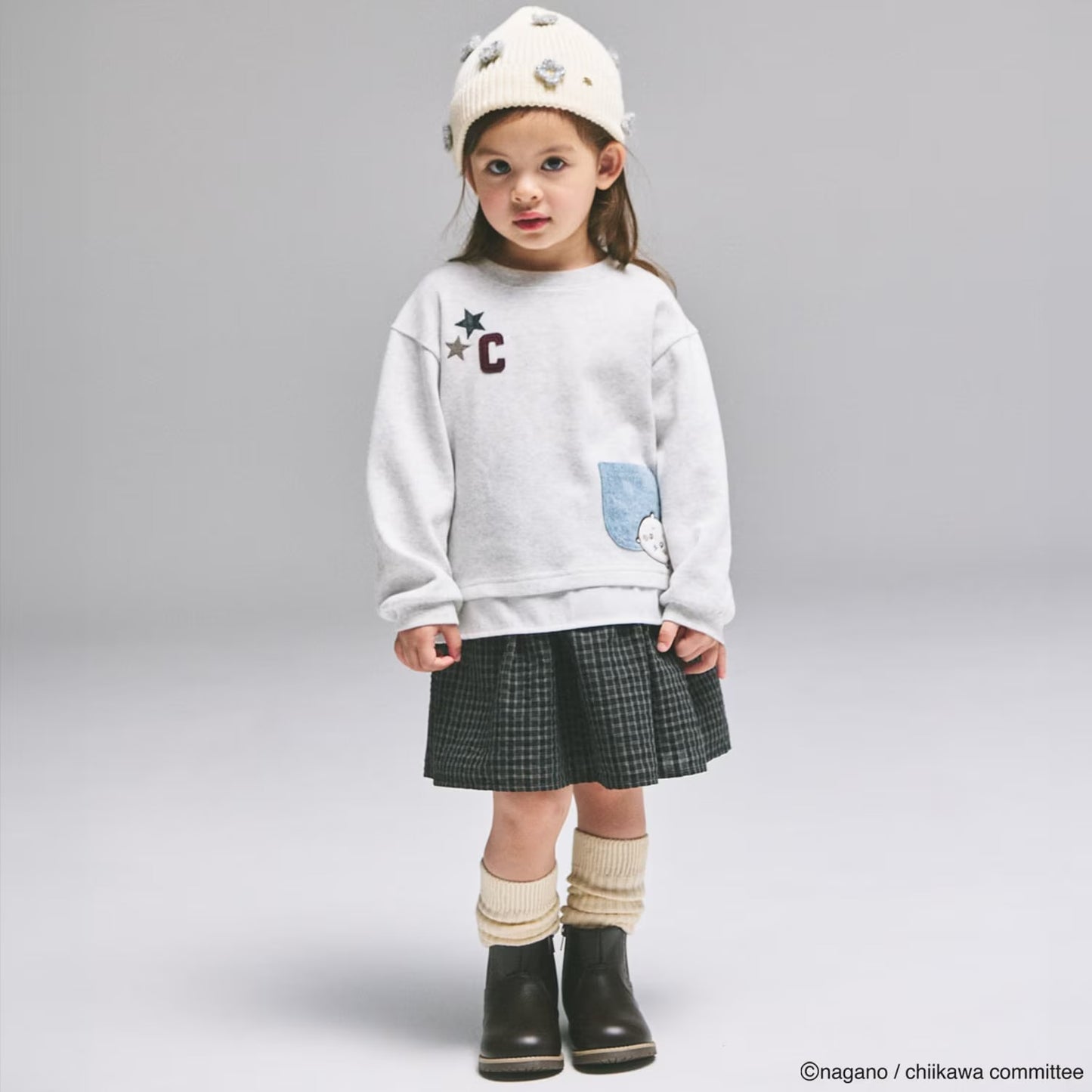 日本童裝 pe#main x【Chiikawa】假兩件衛衣 80-130cm 男童款 初生嬰兒 夏季 TOPS