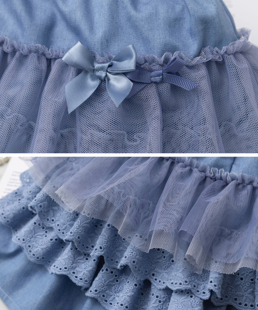 Japanese children's clothing panpantutu bow heart skirt 80-140cm girls summer dresses 