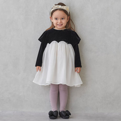 日本童裝 pe#main 泡泡袖雪紡連身裙 80-130cm 女童款 冬季 DRESSES 面試/宴會/表演