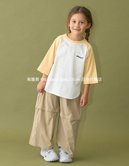 Japanese children's clothing b・R# water-absorbing quick-drying series cool to the touch color-blocked three-quarter sleeve top 100-150cm boys/girls spring and summer TOPS 