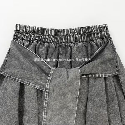 Lovetoxic Japanese children's clothing shirt wrap denim culottes 140-170cm girls summer PANTS 