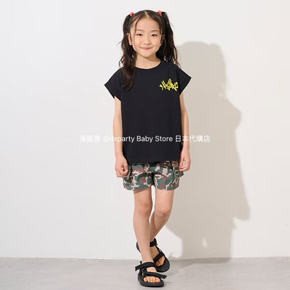 Japanese children's clothing X-girl Stages skateboard girl print top 90-140cm girls summer TOPS 