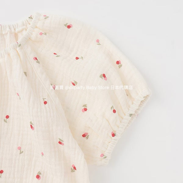 Japanese children's clothing pe#main puff sleeve double gauze pajamas 80-130cm girls' summer pajamas series 