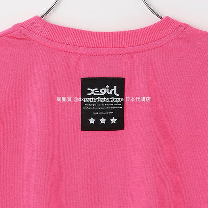 Japanese children's clothing X-girl Stages rhinestone print top 90-140cm girls summer TOPS 