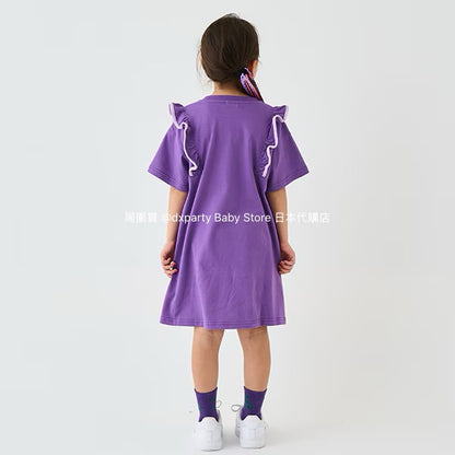 Japanese children's clothing mini#ML anti-fouling series ruffle dress 90-140cm girls summer dresses 