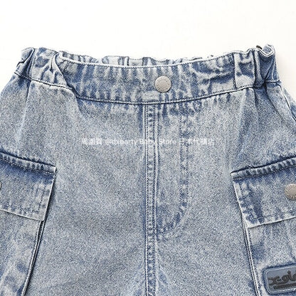 Japanese children's clothing X-girl Stages work pocket jeans 100-140cm girls summer PANTS 