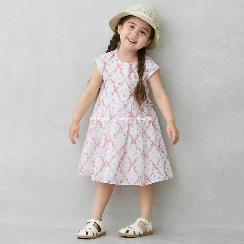 Japanese children's clothing pe#main back bow dress 80-130cm girls summer dresses 