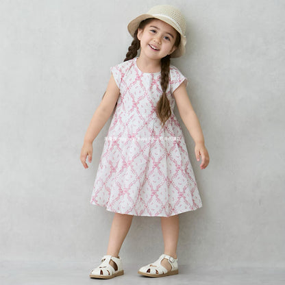 Japanese children's clothing pe#main back bow dress 80-130cm girls summer dresses 
