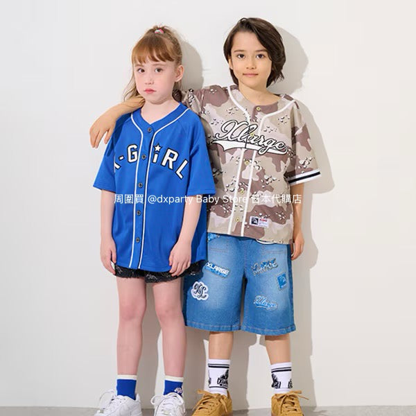 Japanese children's clothing X-girl Stages baseball style shirt 100-140cm girls summer TOPS 