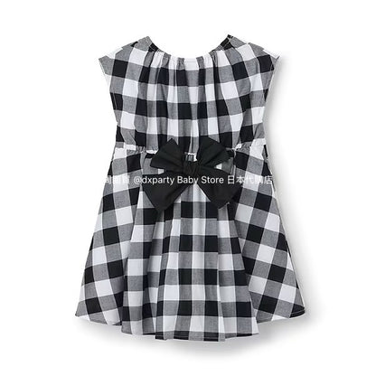 Japanese children's clothing pe#main back bow dress 80-130cm girls summer dresses 