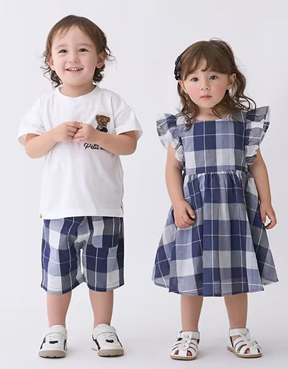 日本童裝 pe#main 格子喇叭身裙 80-130cm 女童款 夏季 DRESSES