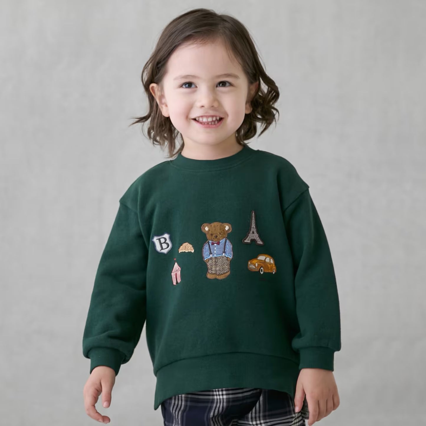 日本童裝 pe#main 假兩件熊仔衛衣 80-130cm 男童款 冬季 TOPS