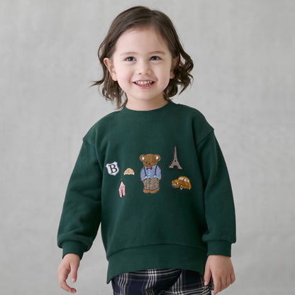 日本童裝 pe#main 假兩件熊仔衛衣 80-130cm 男童款 冬季 TOPS