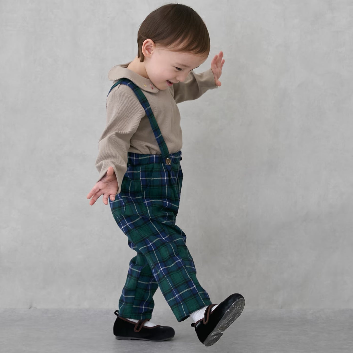 日本童裝 pe#main 上衣吊帶連體褲套裝 80-110cm 初生嬰兒 男童款 冬季 Jumpsuit 聖誕紅/新年紅