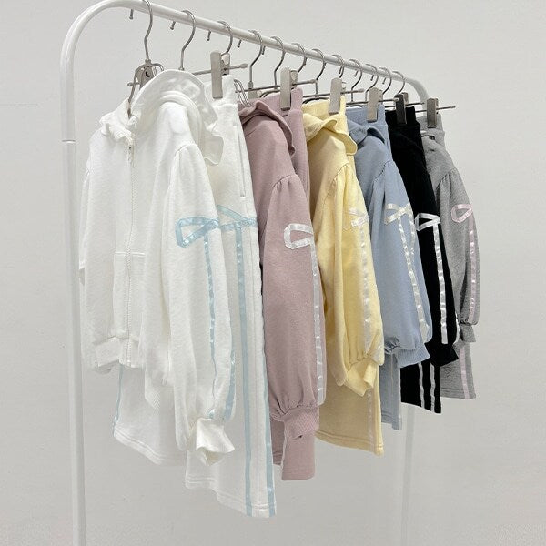 日本童裝 Ly# mine 絲帶線拉鍊連帽外套 100-150cm 女童款 秋季 OUTERWEAR