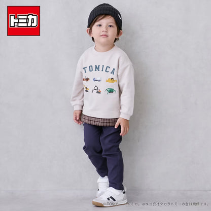 日本童裝 pe#main x TOMICA 格紋下擺衛衣 80-130cm 男童款 秋季 TOPS