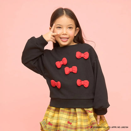 日本童裝 Ly# mine x Sanrio 速乾系列 2Way 前後兩著 Hello Kitty 3D絲帶衛衣 100-140cm 女童款 冬季 TOPS