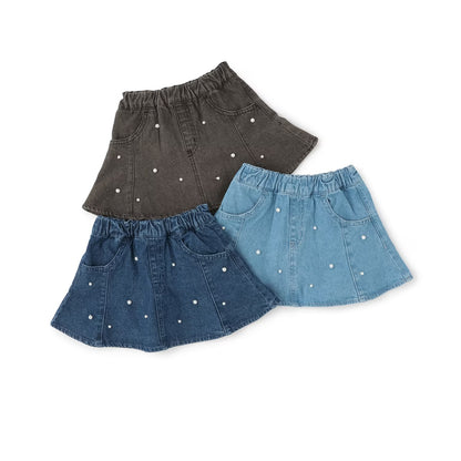 日本童裝 pe#main 珍珠牛仔短裙 80-130cm 女童款 夏季 SKIRTS