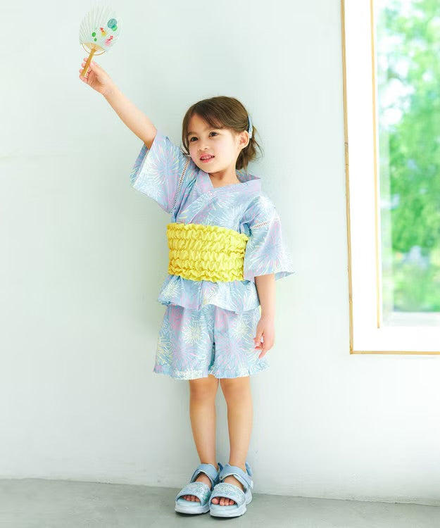 日本童裝 aF#a325 日本甚平 日本和服 90-130cm 女童款 夏季 TOPS PANTS 日本夏祭慶典特輯