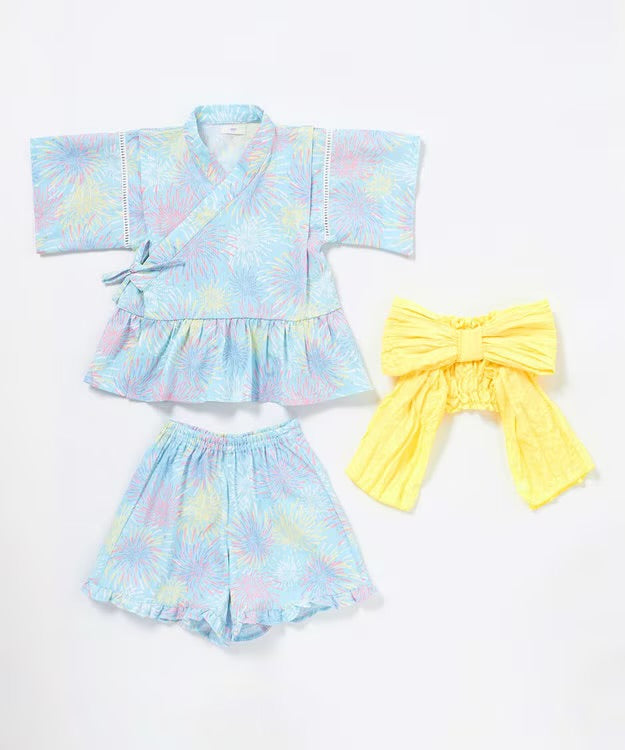 日本童裝 aF#a325 日本甚平 日本和服 90-130cm 女童款 夏季 TOPS PANTS 日本夏祭慶典特輯