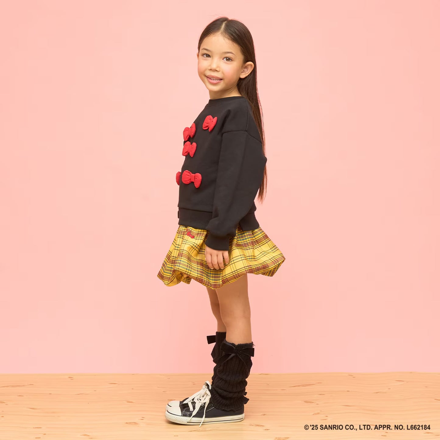 日本童裝 Ly# mine x Sanrio 速乾系列 2Way 前後兩著 Hello Kitty 3D絲帶衛衣 100-140cm 女童款 冬季 TOPS