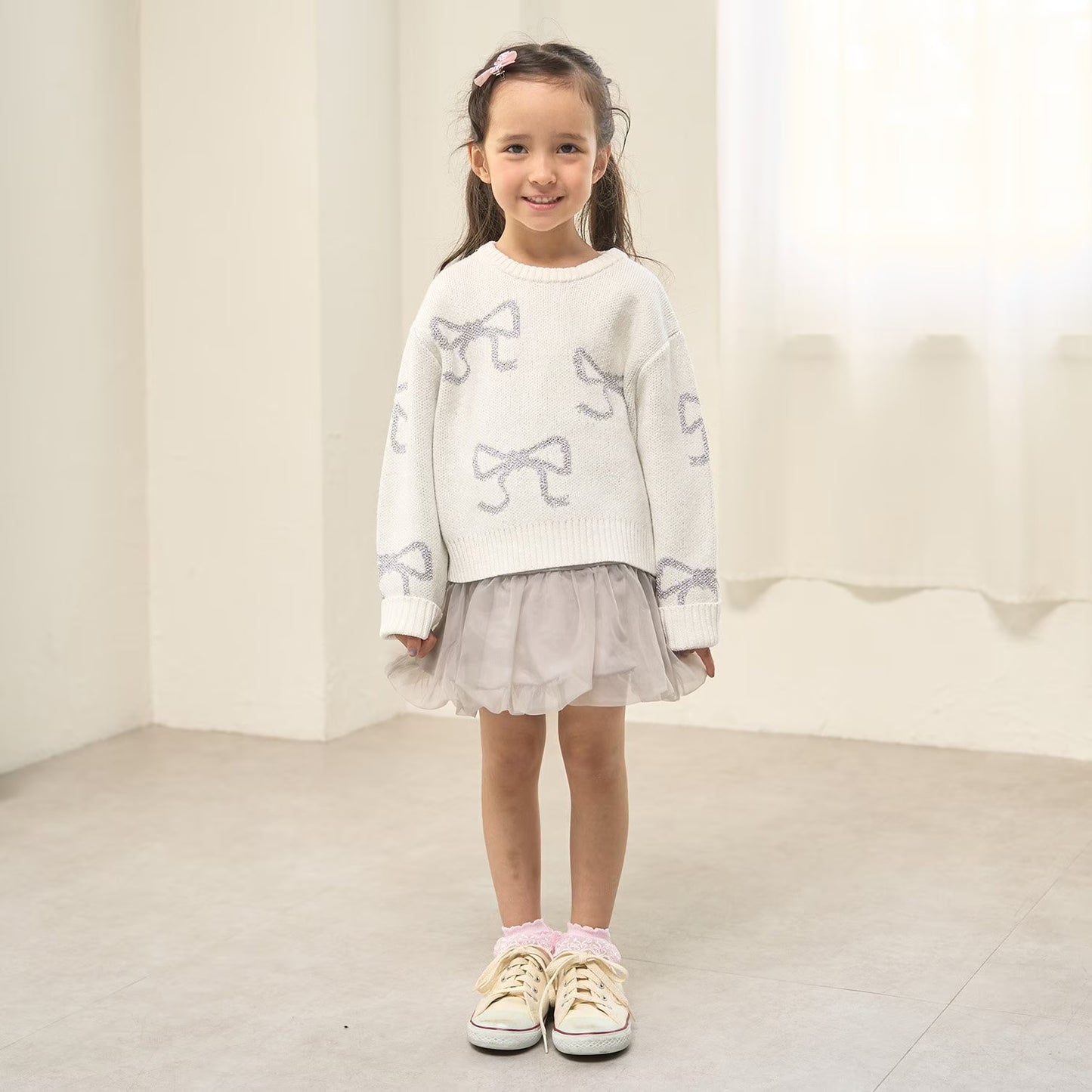 日本童裝 Ly# mine 閃閃蝴蝶結針織毛衣 110-140cm 女童款 冬季 TOPS