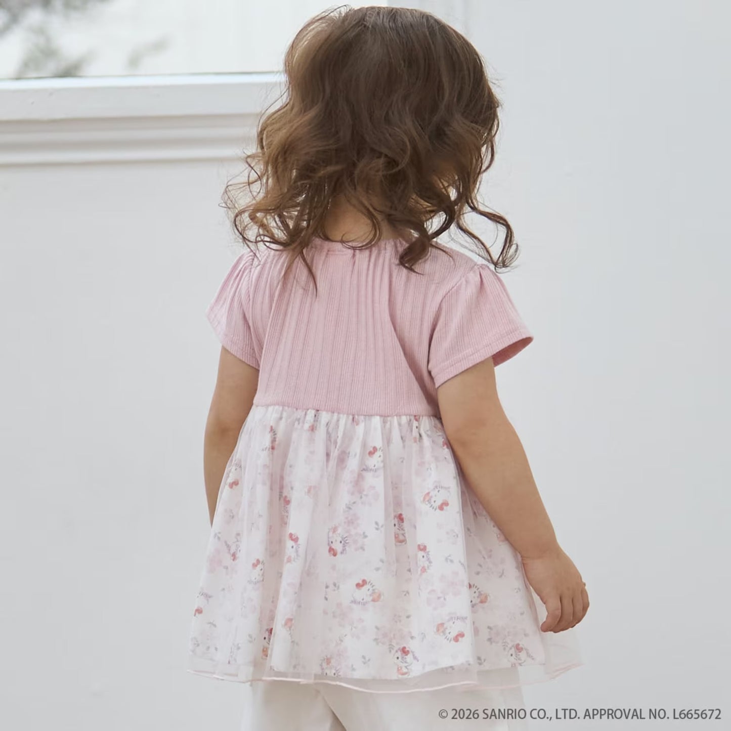 日本童裝 pe#main x 【Sanrio】刺繡拼紗上衣 80-130cm 女童款 夏季 TOPS
