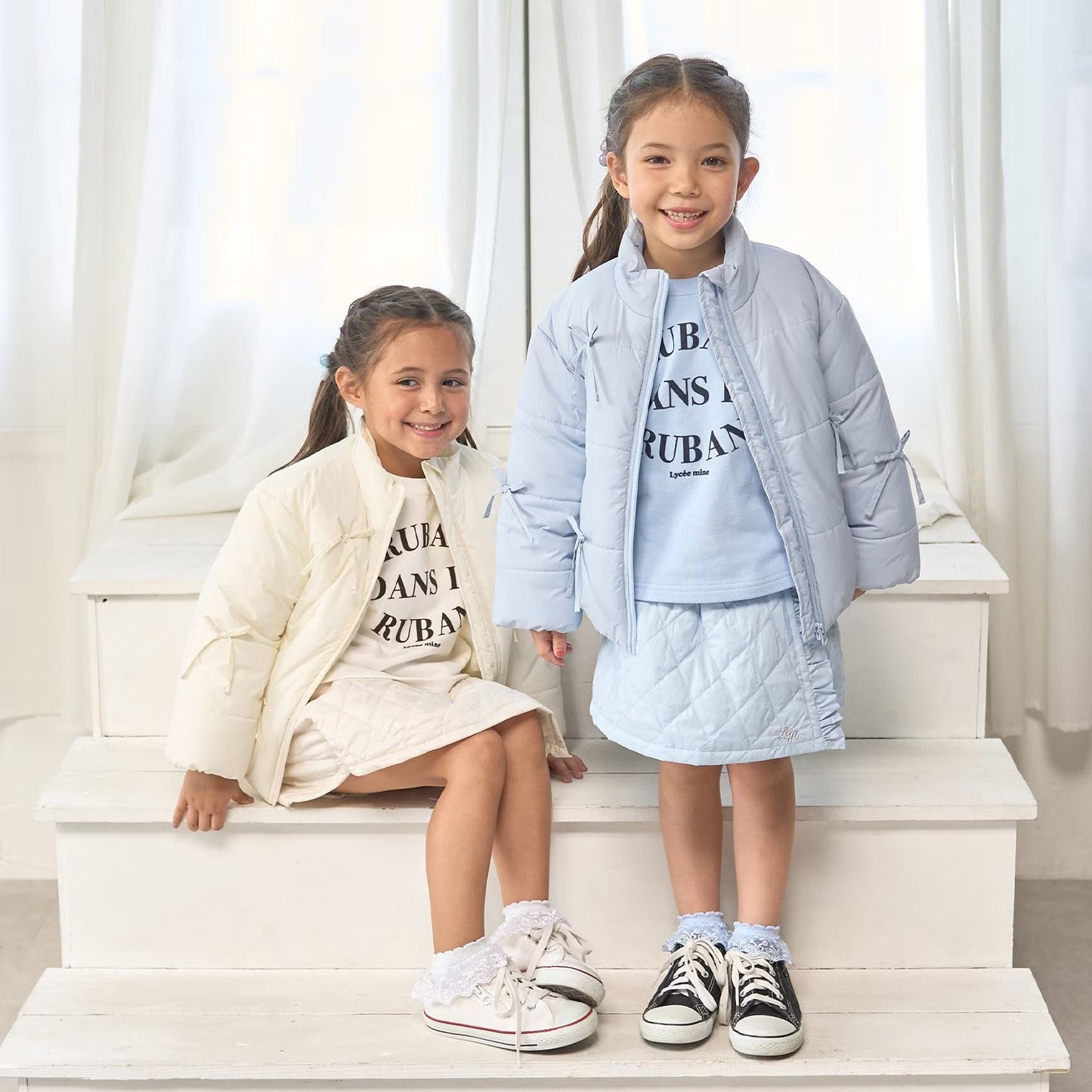 日本童裝 Ly# mine 蝴蝶結夾棉外套 100-150cm 女童款 冬季 (適合寒冷天氣、溫度低天氣）OUTERWEAR