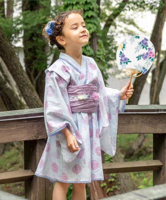 日本童裝 panpantutu 紫陽花日本浴衣 日本和服 95-150cm 女童款 夏季 DRESSES 日本夏祭慶典特輯