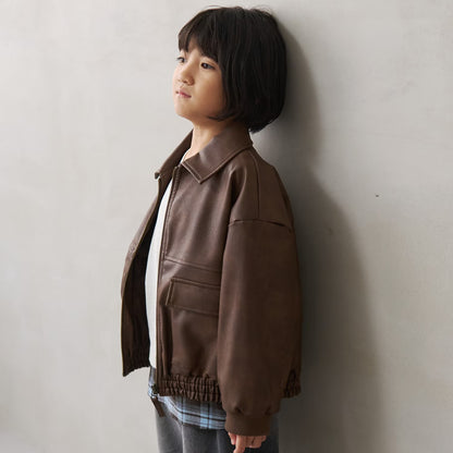 日本童裝 b・R# 仿皮皮褸外套 110-140cm 男童款 冬季(適合初秋、香港平均溫度、寒冷天氣）OUTERWEAR 【日本預售：2026年9月中旬】