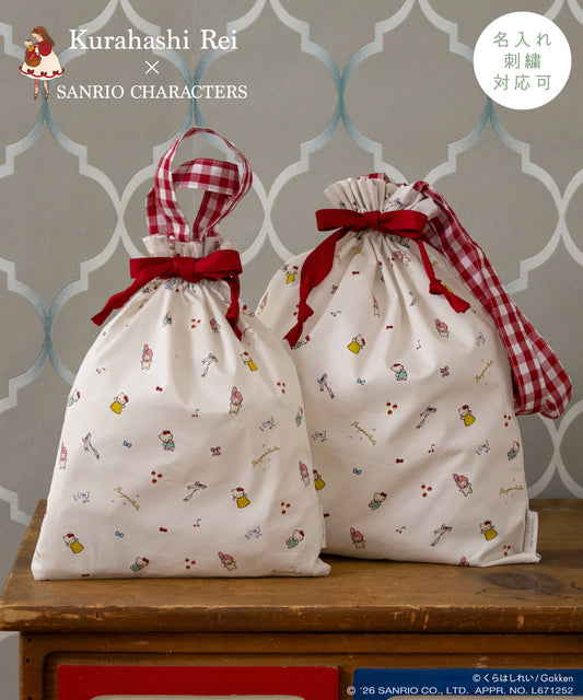 日本童裝 panpantutu x Sanrio x くらはしれい  可繡名 抽繩袋 M-L 包系列 其他品牌