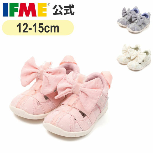 IFME CALIN Large Bow Amphibious Sneakers (Direct from Japan) - Healthy Functional Children's Shoes (12-15cm) (Girls' Shoes) 