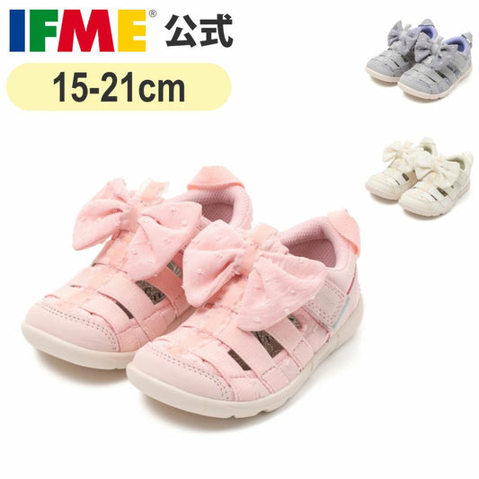 IFME CALIN Large Bow Amphibious Sneakers (Direct from Japan) - Healthy Functional Children's Shoes (15-21cm) - Girls' Shoes 
