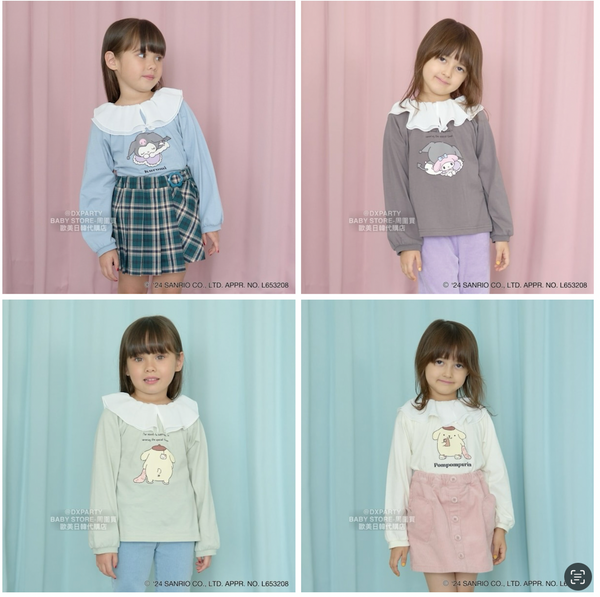 日本童裝 Ly# mine x Sanrio 2Way 前後兩著 荷葉領上衣 100-140cm 女童款 秋季 TOPS