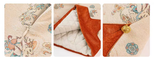 新年童裝 神鹿飛躍刺繡夾棉連身裙 110-160cm 女童款 新年中式華服唐裝 新春馬年 2026年