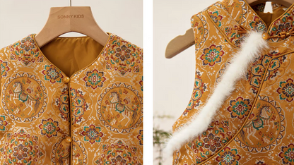 新年童裝 金駿福瑞唐裝背心 90-150cm 男童款/女童款 新年中式華服唐裝 新春馬年 2026年 AAA