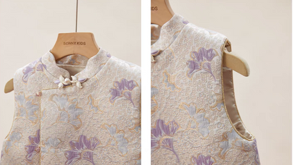 新年童裝  杏影搖金唐裝紗裙兩件套裝 90-150cm 女童款 新年中式華服唐裝 新春馬年 2026年