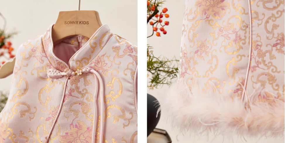 新年童裝 枝纏蓮禧唐裝外套/旗袍裙 90-150cm 女童款 新年中式華服唐裝 新春馬年 2026年 AAA