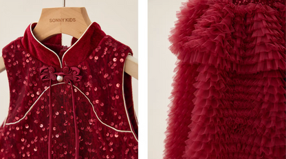 新年童裝 背心旗袍蛋糕裙 90-150cm 女童款 新年中式華服唐裝 新春馬年 2026年 AAA