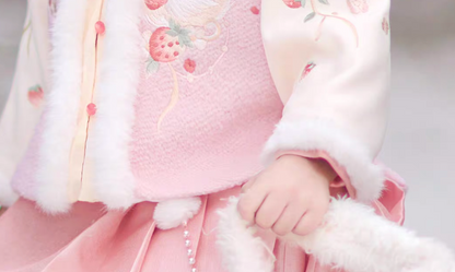 新年童裝 可愛幸福兔兔兩件套裝 100-160cm 女童款 新年中式華服唐裝 新春馬年 2026年