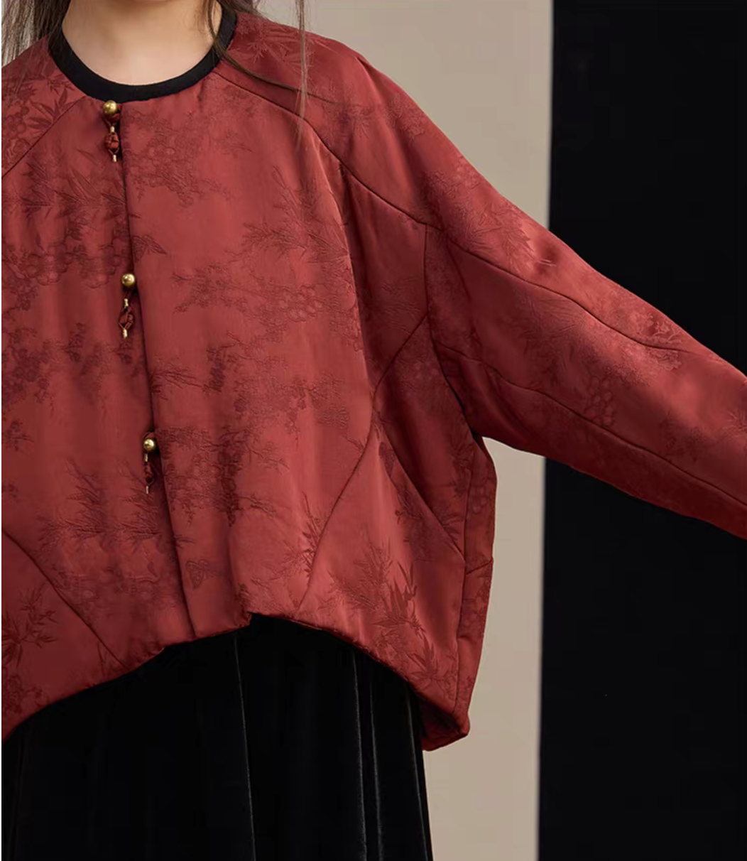 新年童裝 平安喜樂提花夾棉外套 100-160cm/S-XL 親子裝 女童款/大人款 新年中式華服唐裝 新春馬年 2026年 AAA