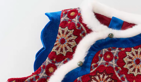 新年童裝 暖陽提花夾棉旗袍 110-170cm 女童款 新年中式華服唐裝 新春馬年 2026年 AAA