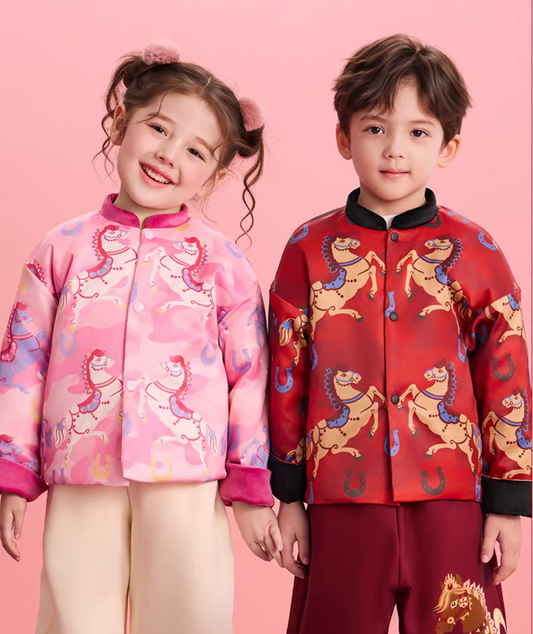 新年童裝 躍馬奔騰唐裝外套 100-150cm 男童款/女童款 新年中式華服唐裝 新春馬年 2026年 AAA