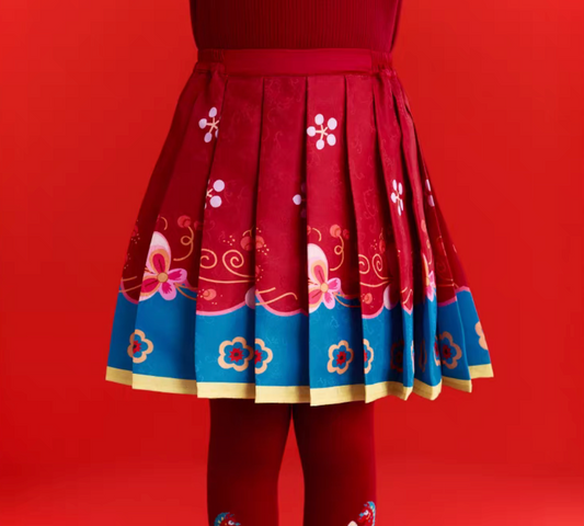 新年童裝 繁花似錦拜年兩件套裝 100-150cm 女童款 新年中式華服唐裝 新春馬年 2026年 AAA