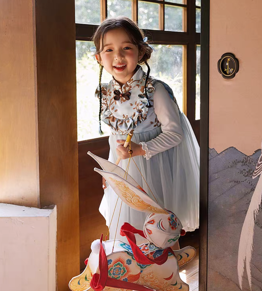 新年童裝 蘭若榴色唐裝背心/旗袍網紗背心裙 90-150cm 男童款/女童款 新年中式華服唐裝 新春馬年 2026年 AAA