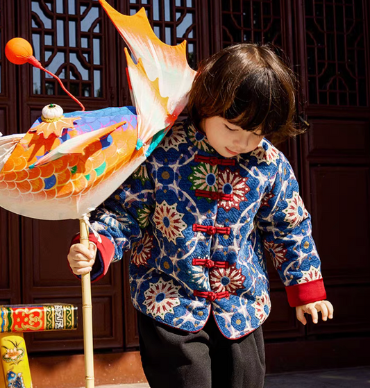 新年童裝 福祿生花唐裝外套/旗袍背心裙 90-150cm 男童款/女童款 新年中式華服唐裝 新春馬年 2026年 AAA